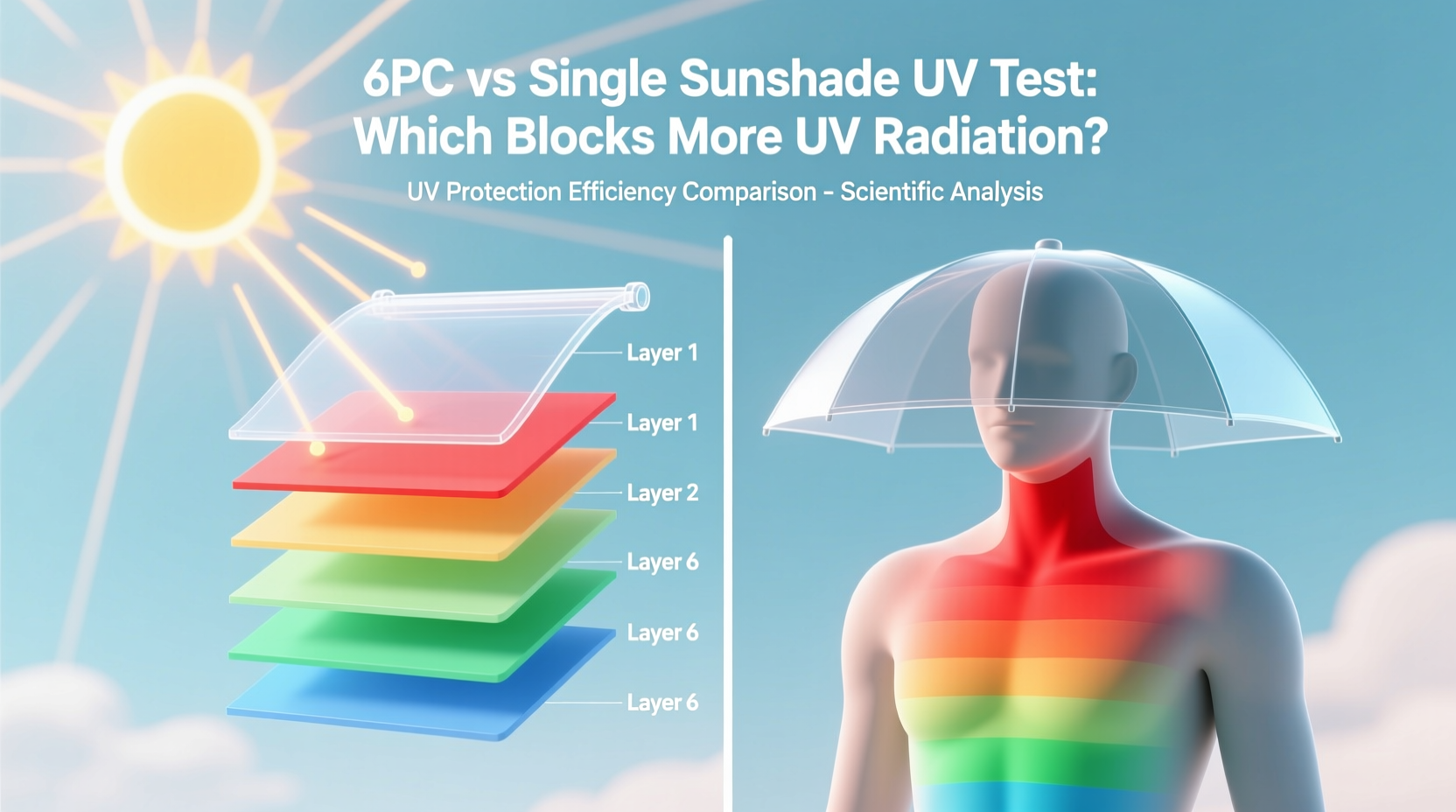 6pc vs single sunshade uv test