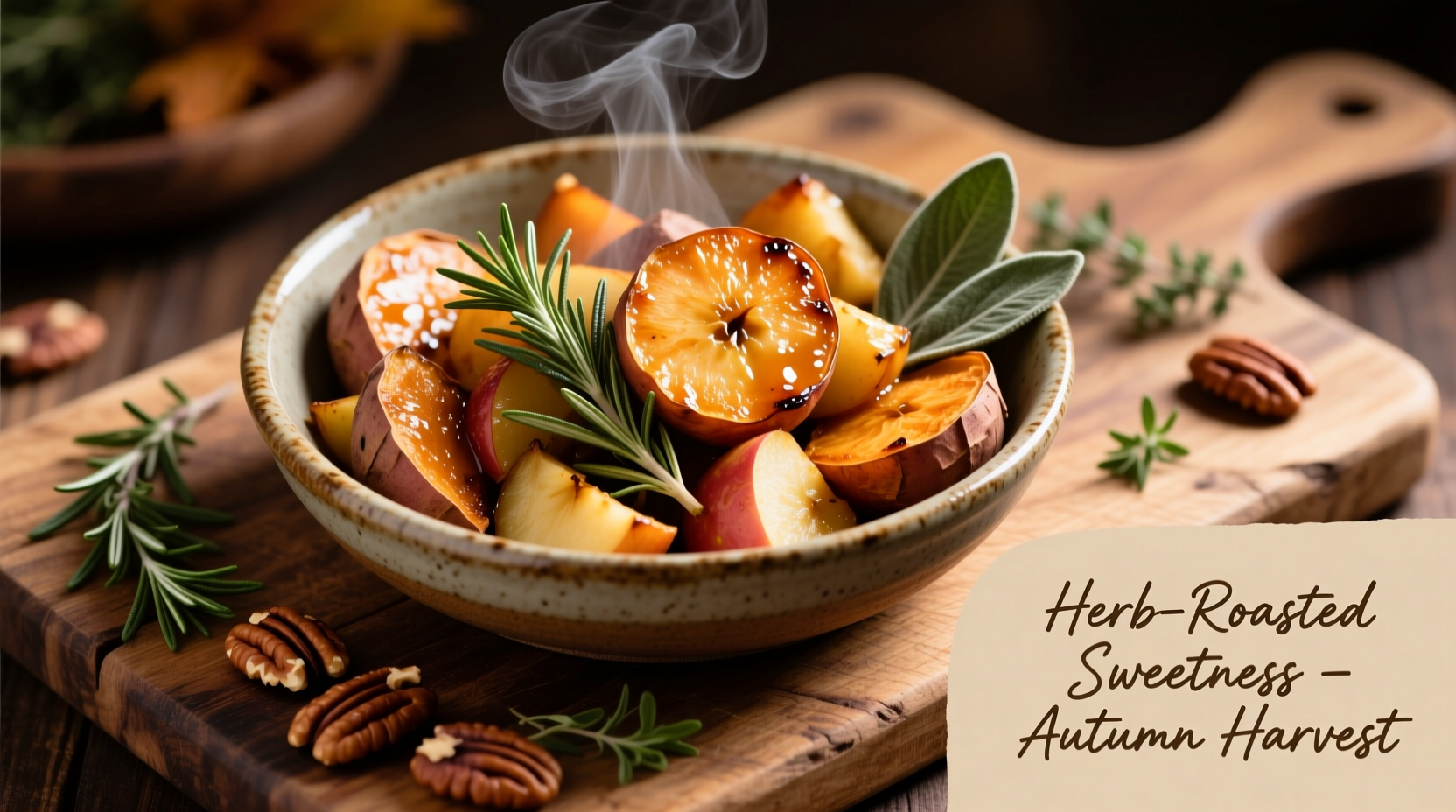 Roasted sweet potato and apple medley with herbs