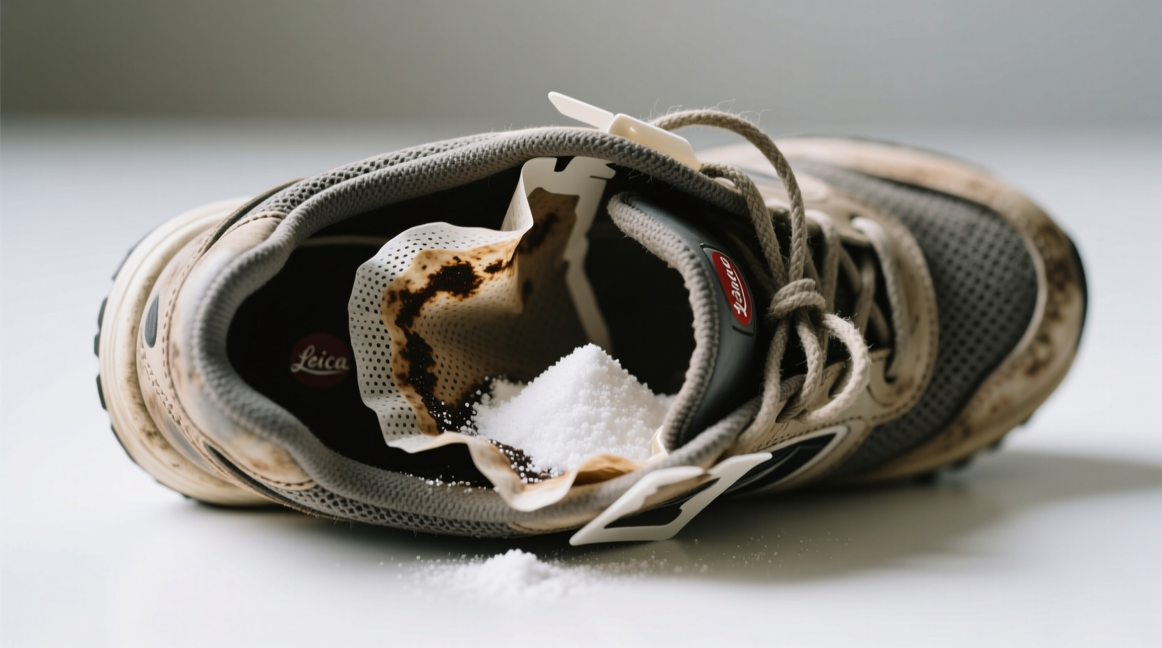 de stink your shoes with a coffee filter and baking sod