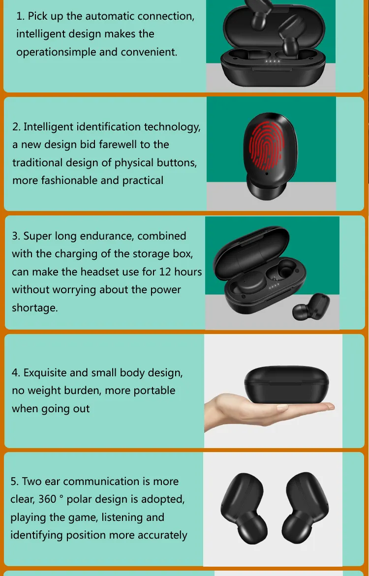 A6X Wireless Earbuds Bluetooth 5.0 Headset VS Haylou GT1 18H Playtime Zero Pressure Wearing  One-Step Pairing with Touch-Control
