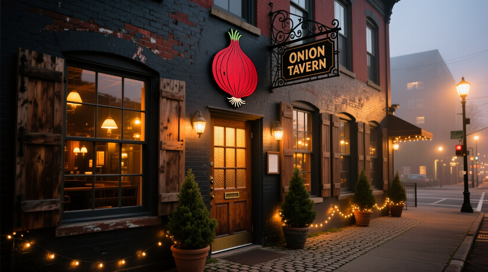 Red Onion Tavern Seattle exterior during evening hours