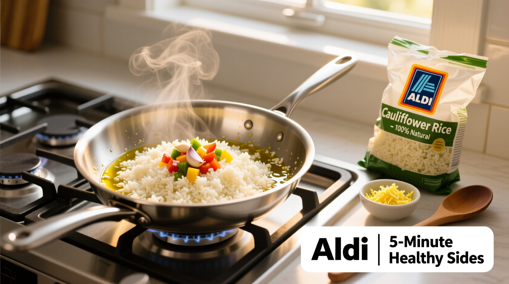 Aldi cauliflower rice cooking process demonstration