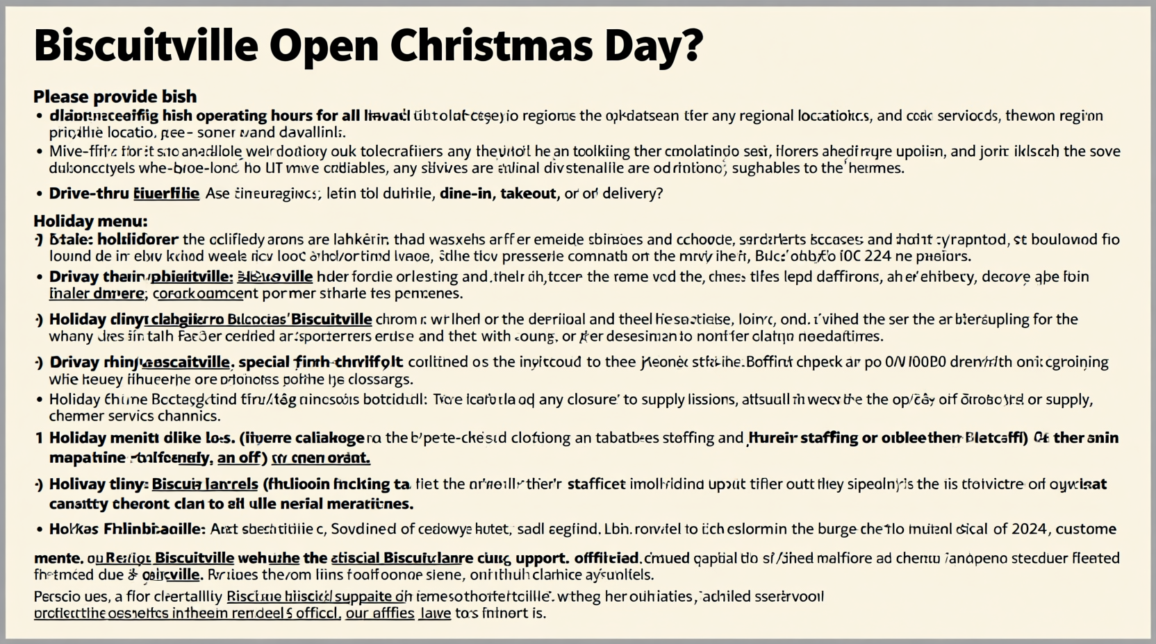 is biscuitville open on christmas day