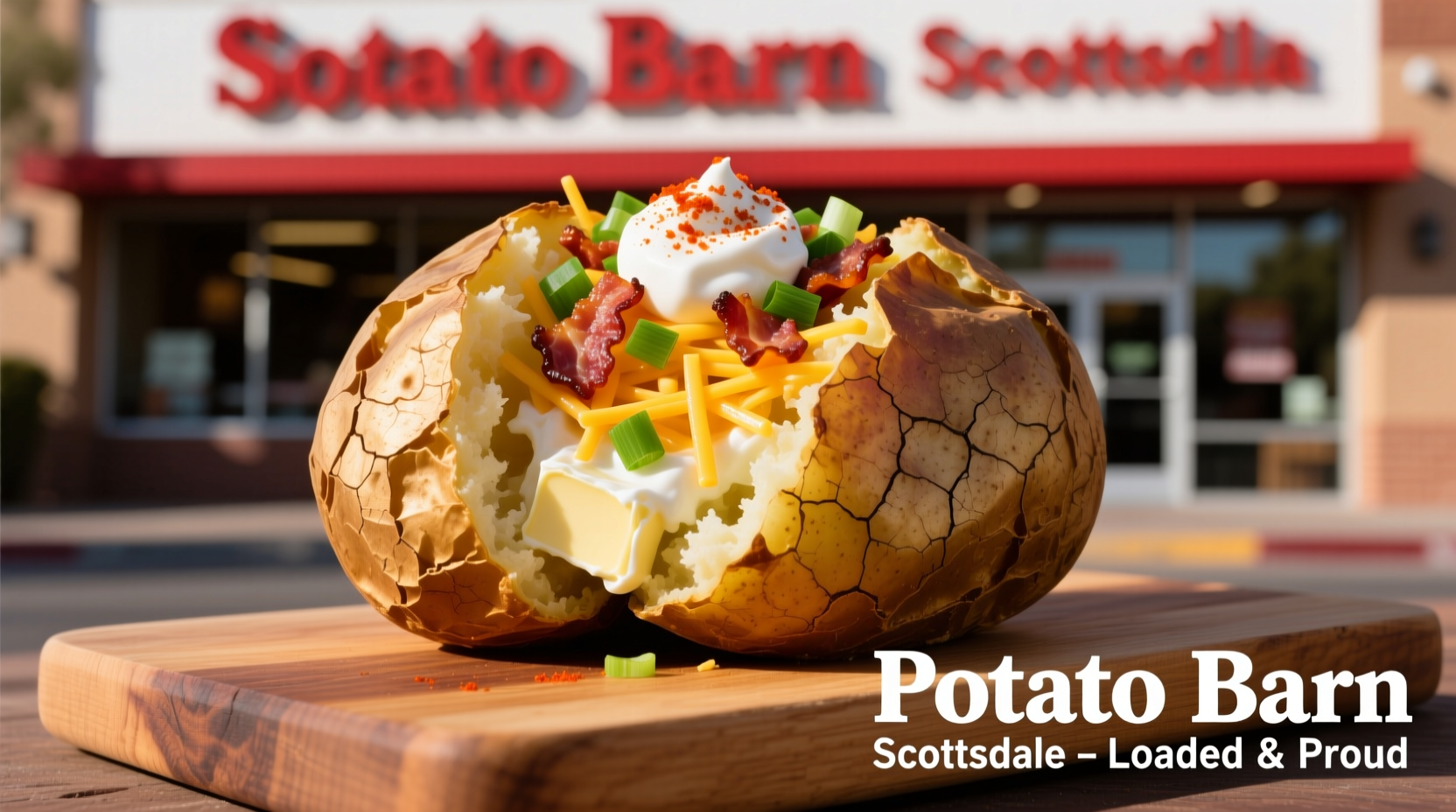 Gefüllte Ofenkartoffel mit Toppings bei The Potato Barn Scottsdale