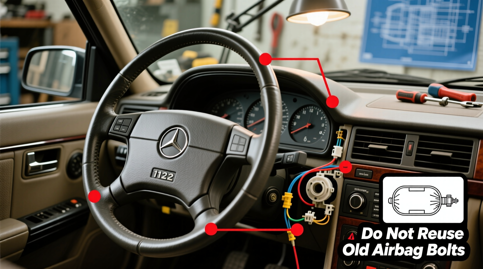 w124 steering wheel airbag mistakes