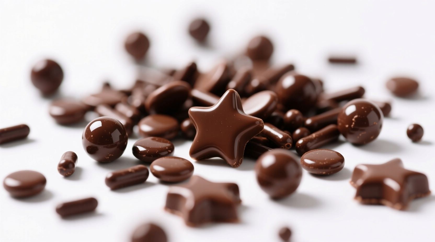 Close-up of chocolate sprinkles on white background