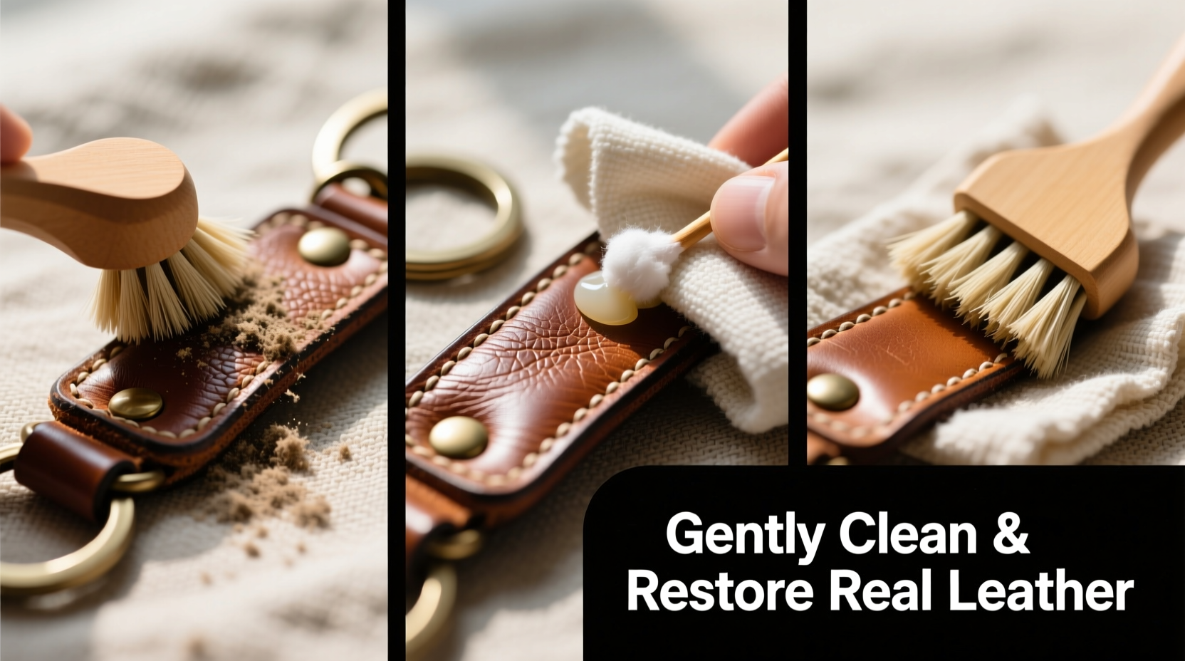 step by step guide to gently clean and restore your real leather keychain