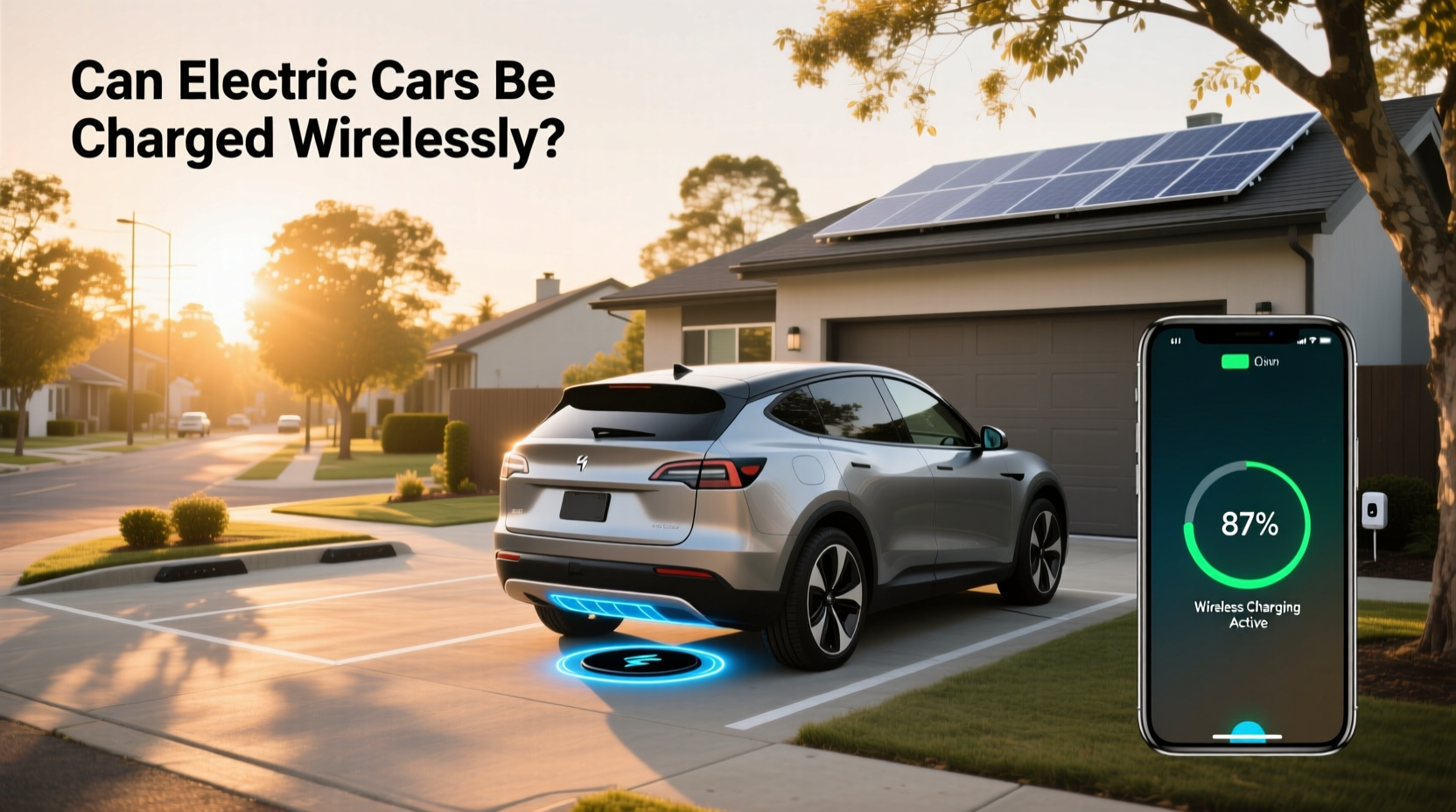 Wireless electric vehicle charging pad installed on pavement