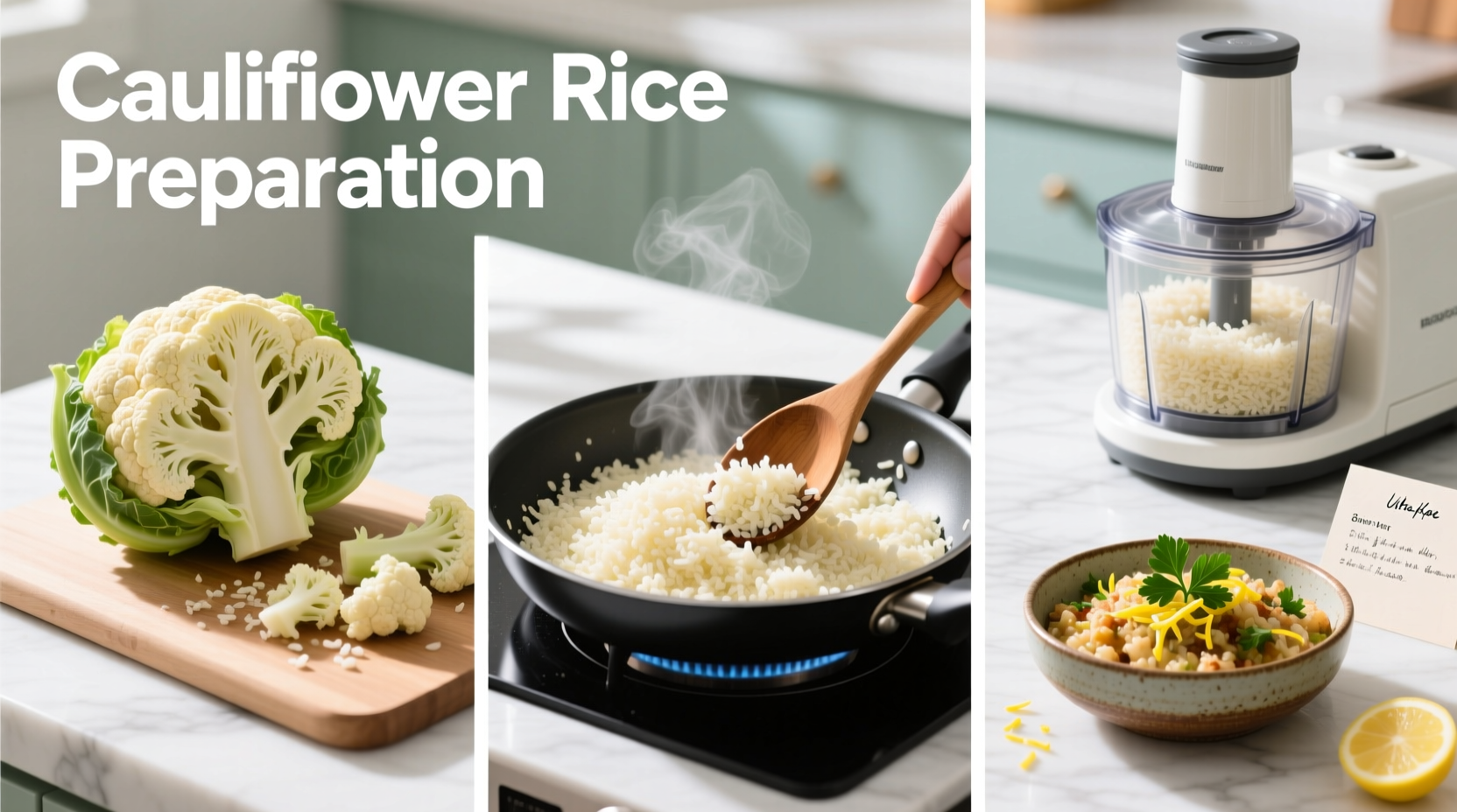 Cauliflower rice preparation process