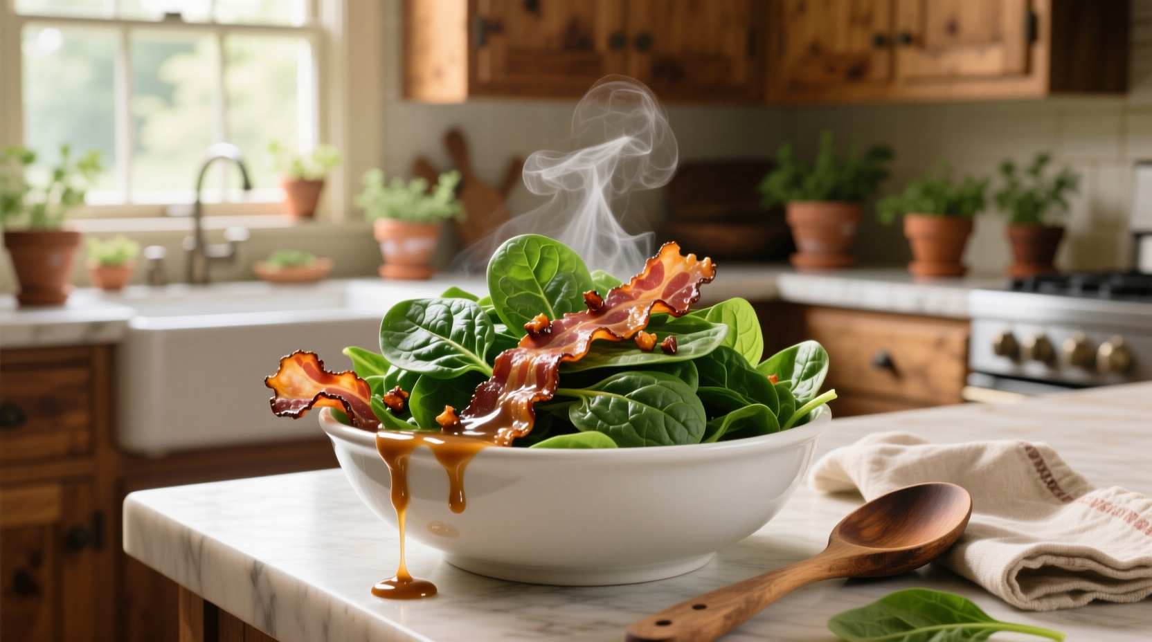 spinach with hot bacon dressing guide