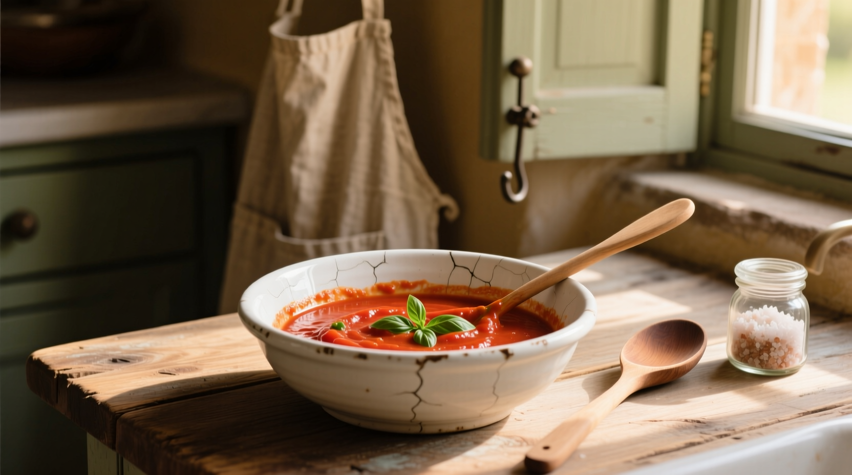 Marcella Hazan's simple tomato sauce in white bowl