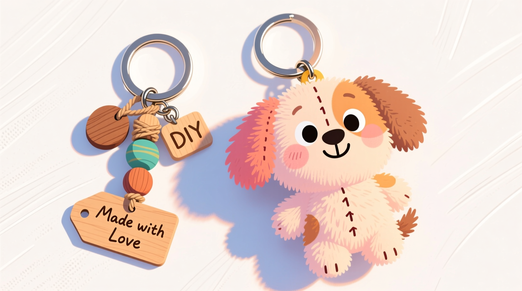 cartoon dog plush keychain vs diy keychain which one is cheaper and more personal