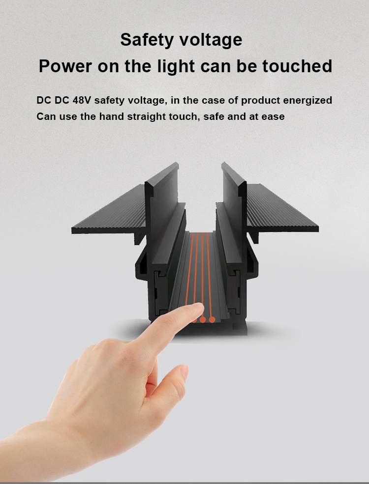 磁系统DC48V室内铝制线性光凹入表面安装trimless轨道灯