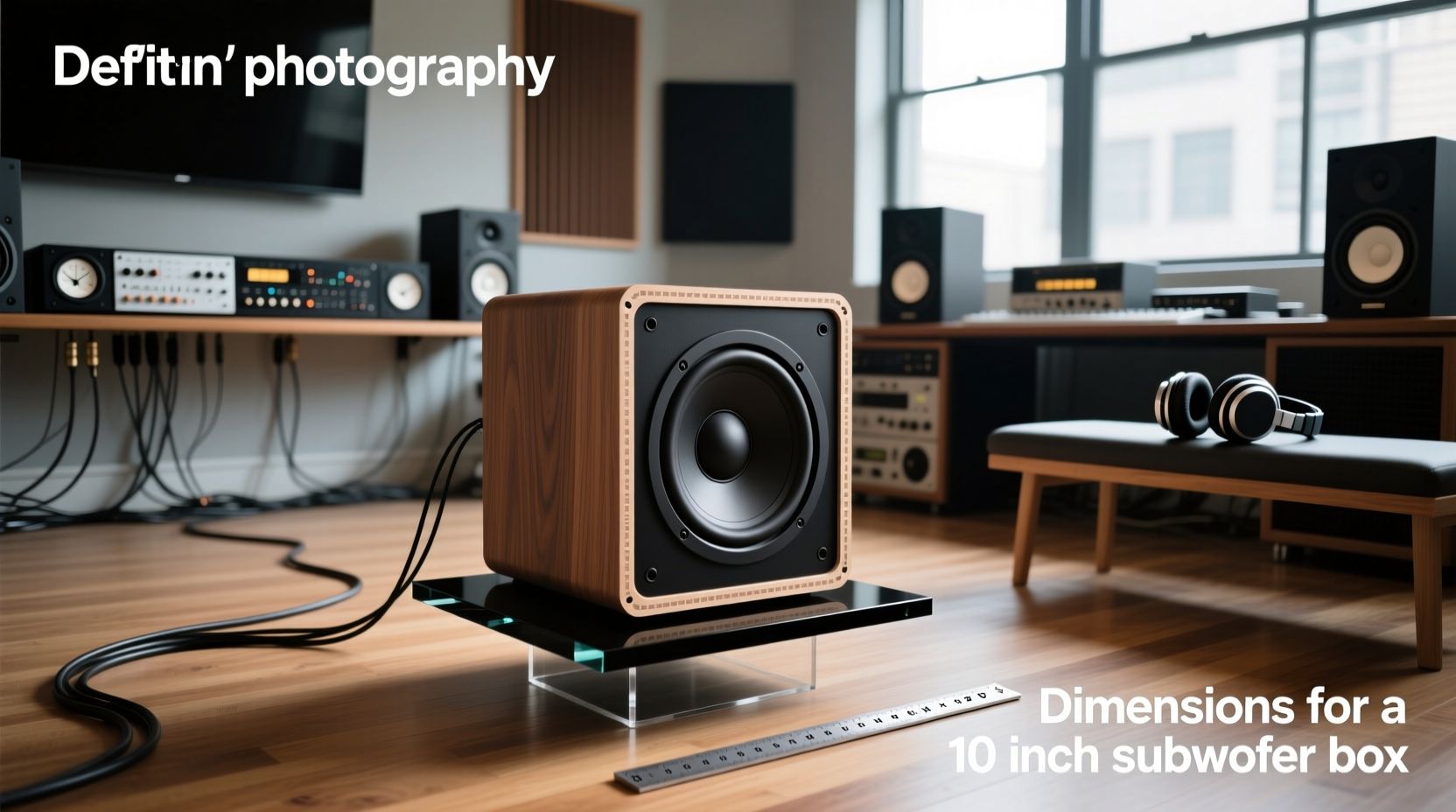 internal view of a ported 10-inch subwoofer box showing slot port and bracing