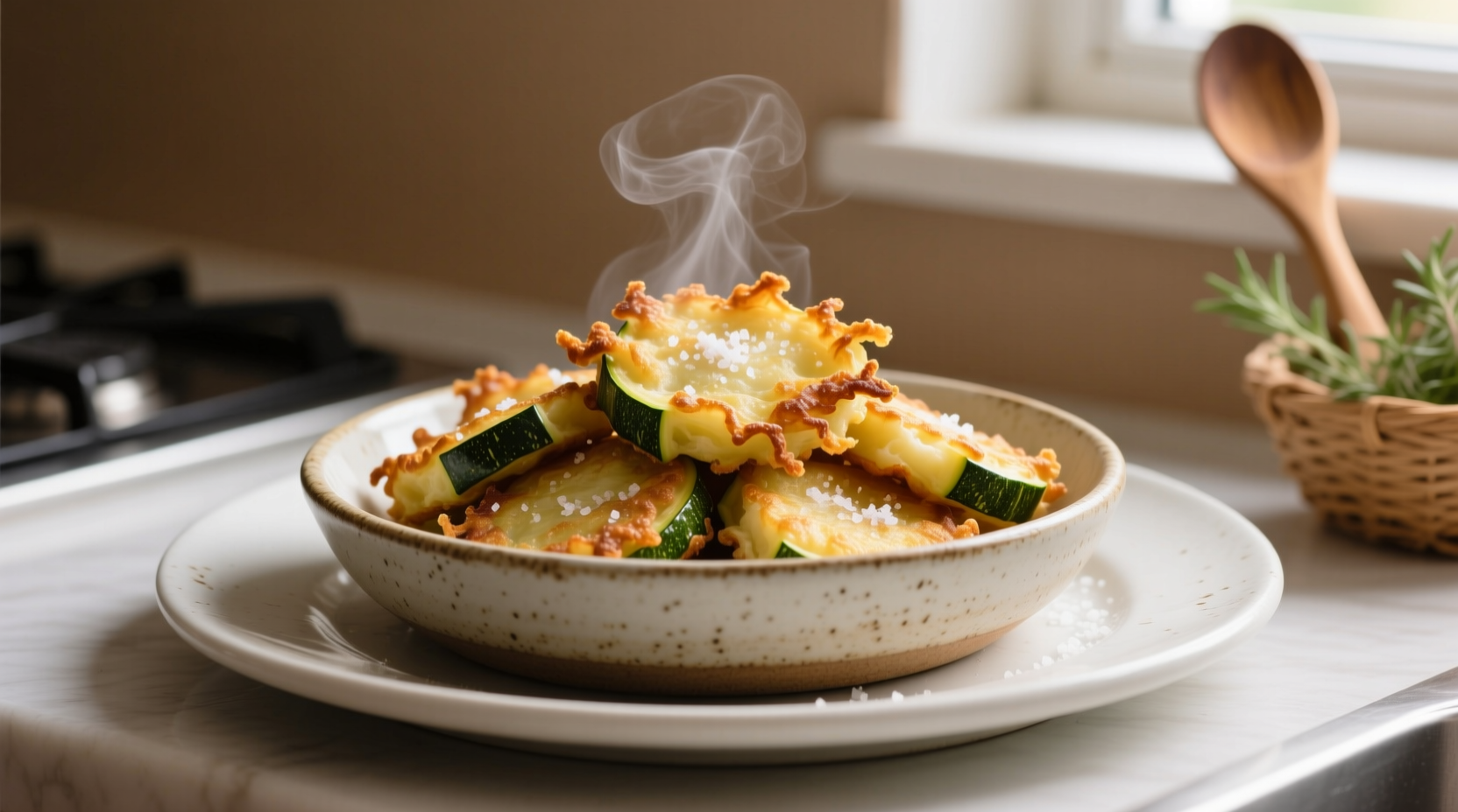 Golden courgette potato fritters on plate