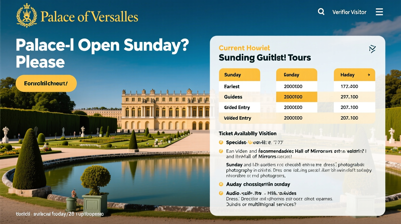 is palace of versailles open on sunday
