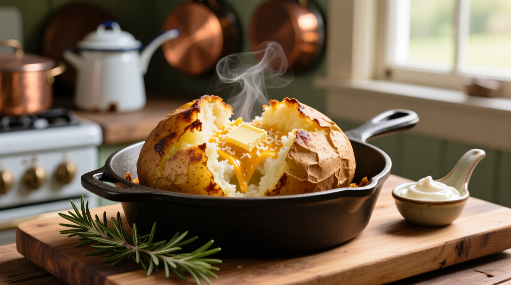 twice baked potato in oven