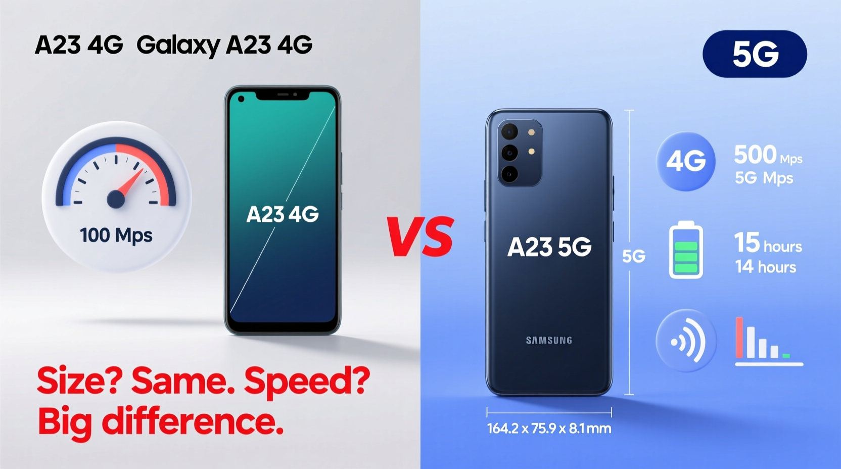 samsung a23 4g vs 5g does the size really matter or is it just the speed