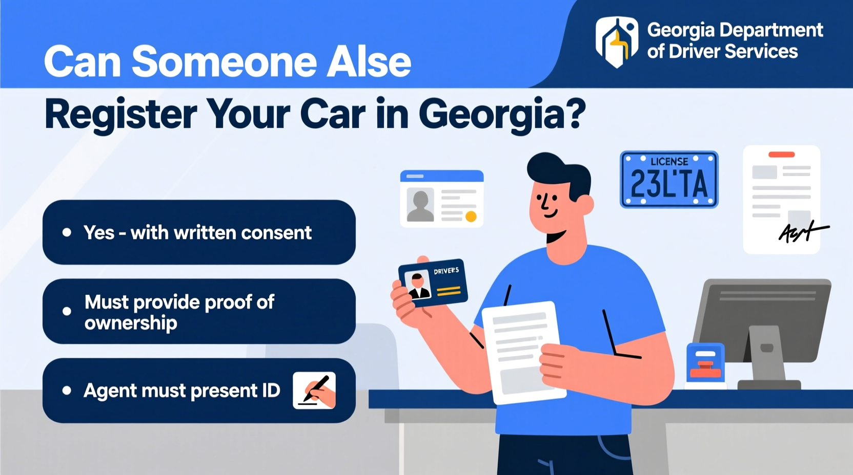 can someone else register my car for me in georgia