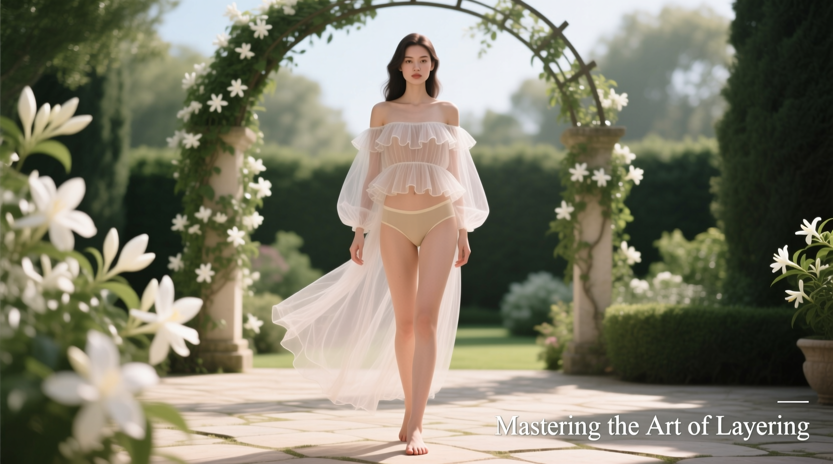 mastering the art of layering a transparent tulle top for effortless elegance