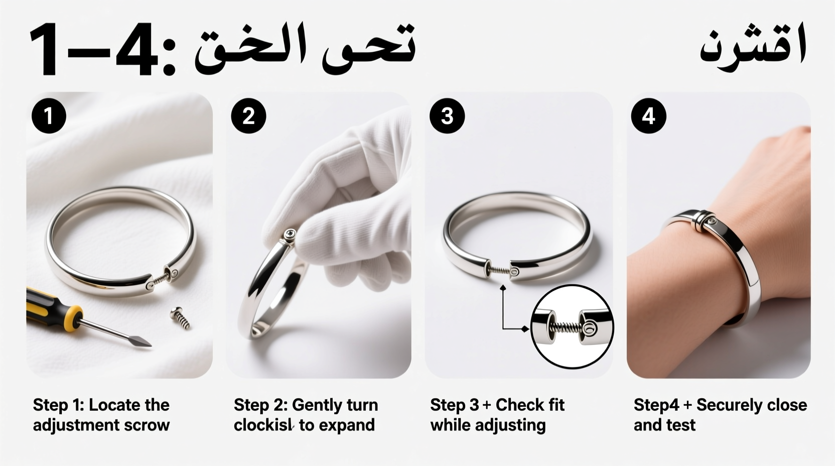 step by step guide to safely adjust the size of your openable bangle bracelet