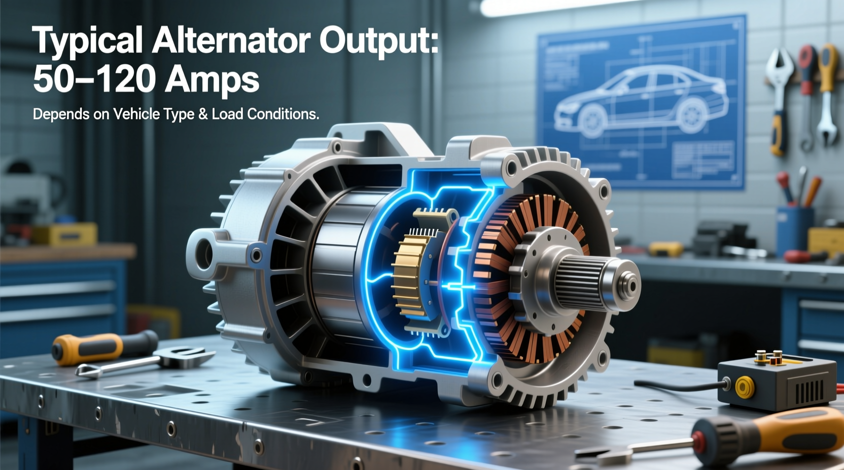 how many amps does a car alternator put out