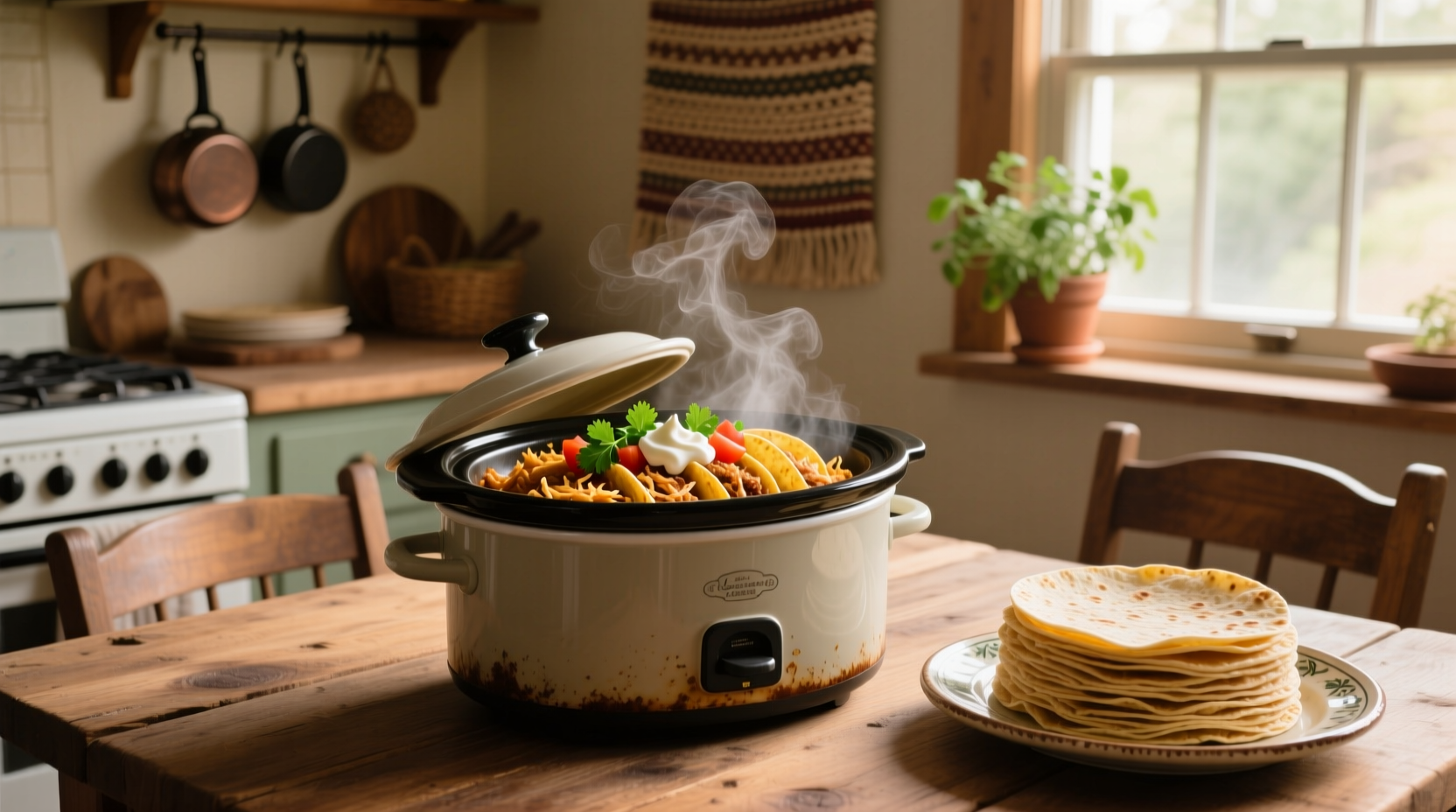 have crockpot chicken tacos waiting when you come home