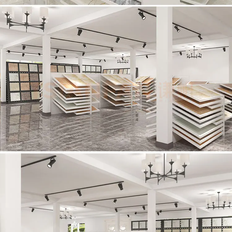 New Design Reclining Metal Ceramic Tiles Panel Tile Rack Stand Showroom Quartz Marble Mosaic Display