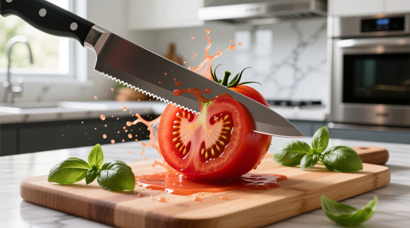 cut tomatoes easier with a serrated knife