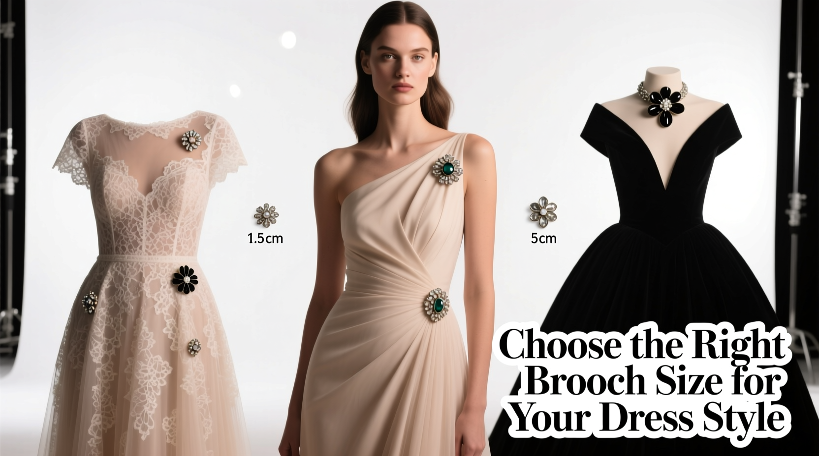 how to select the ideal brooch size to complement any dress style