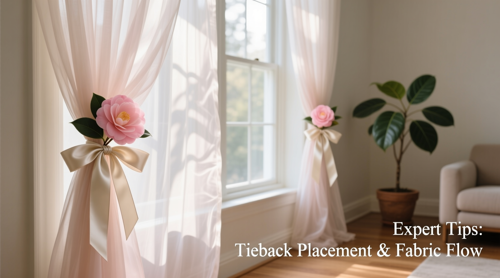 expert tips for adjusting camellia flower tiebacks to enhance sheer curtains elegance