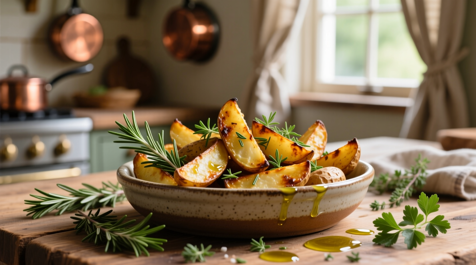 Make ahead roasted potato wedges with herbs