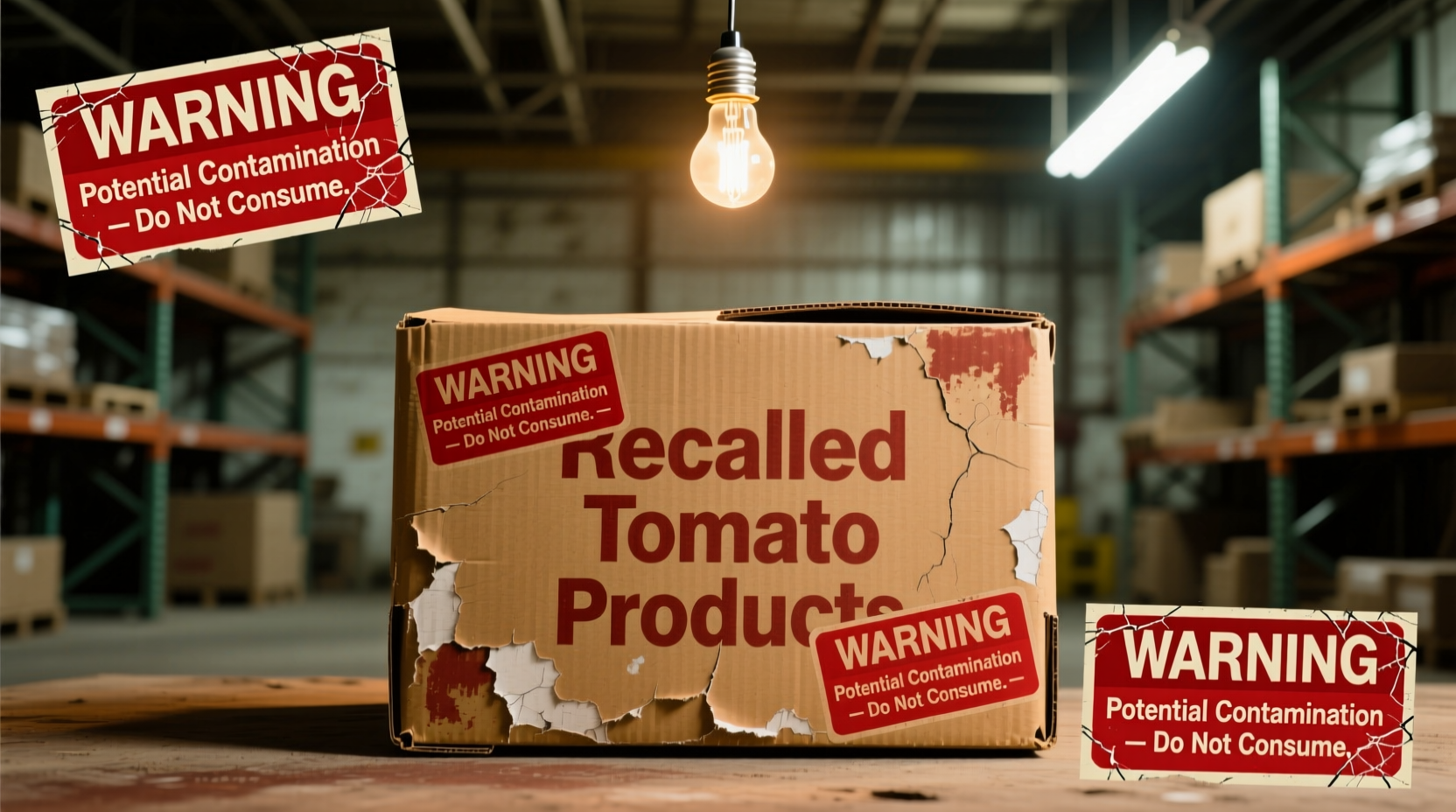 Recalled tomato products with warning labels