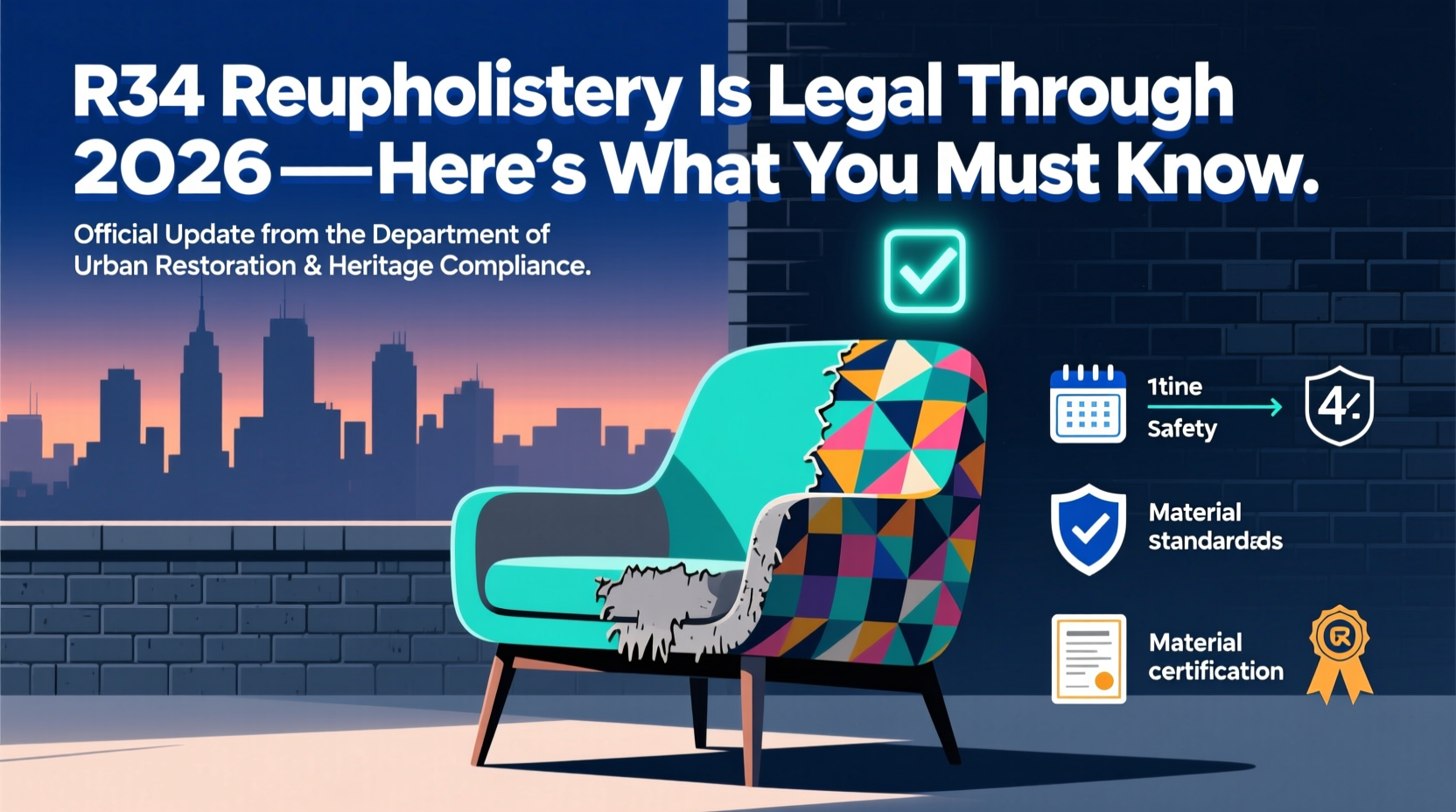 r34 reupholstery legal 2026