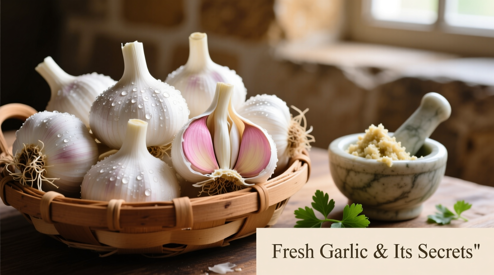 Fresh garlic bulbs and preparation techniques