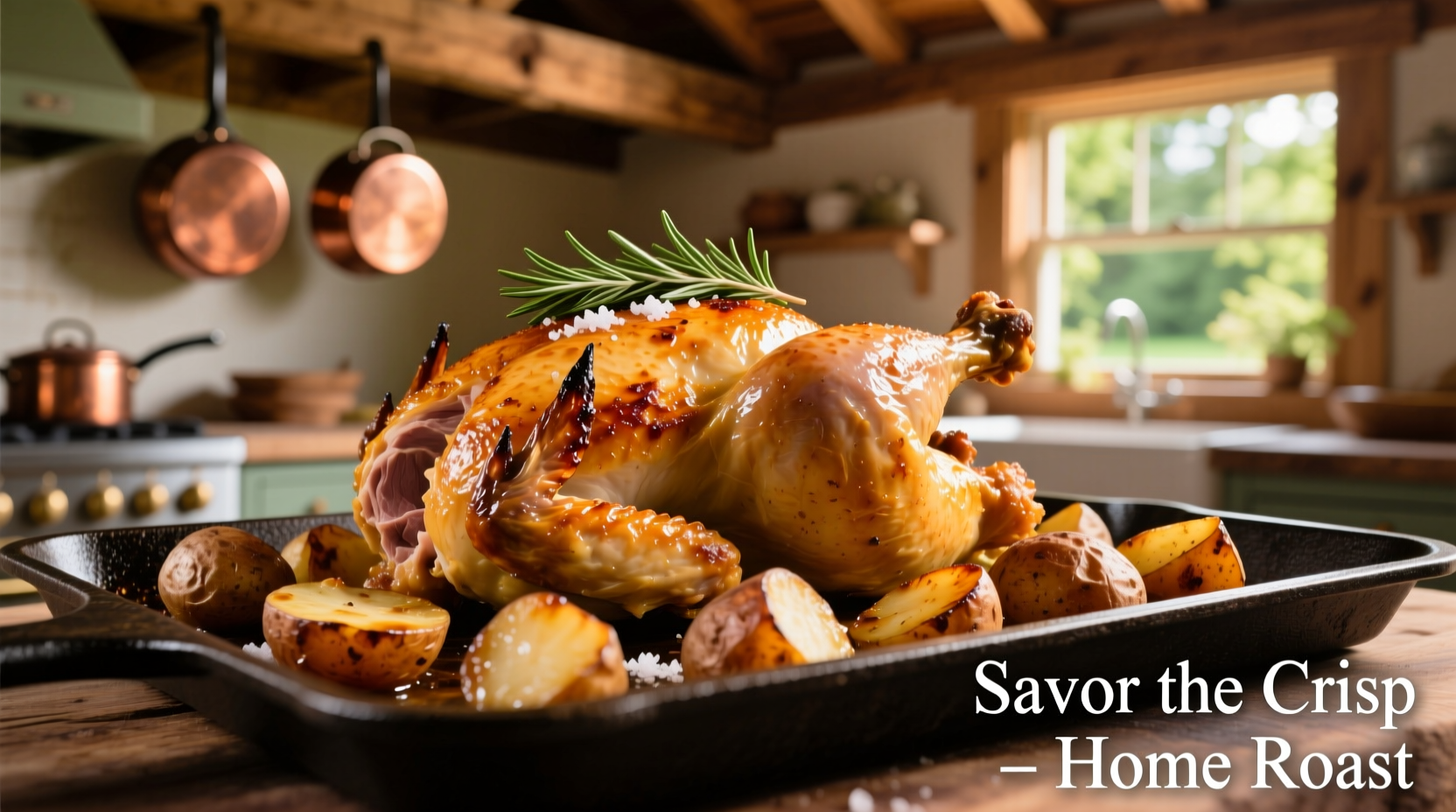 Crispy roasted chicken and golden potatoes on sheet pan