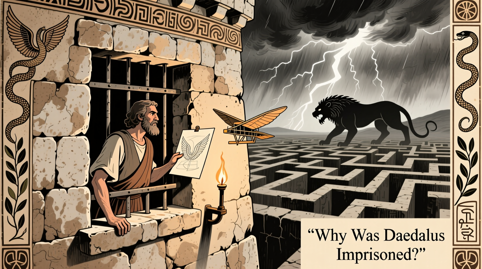 why was daedalus imprisoned exploring the myth reasons