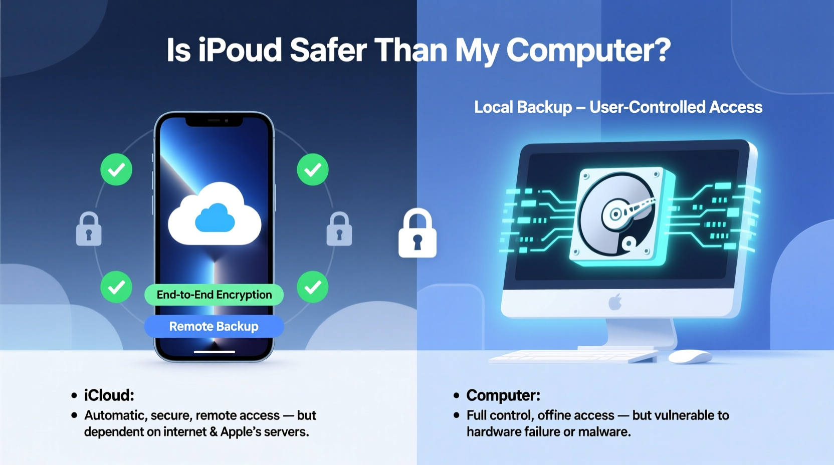 backing up iphone is icloud really safer than my computer or vice versa