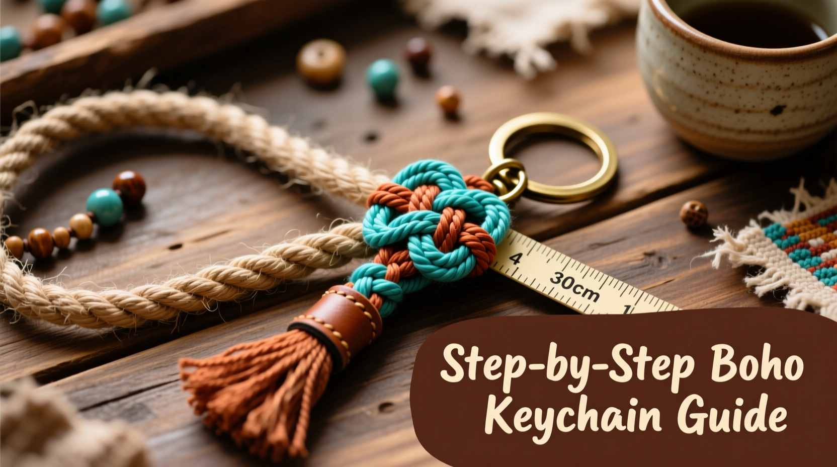 step by step guide to weaving a bohemian rope keychain for stylish everyday charm