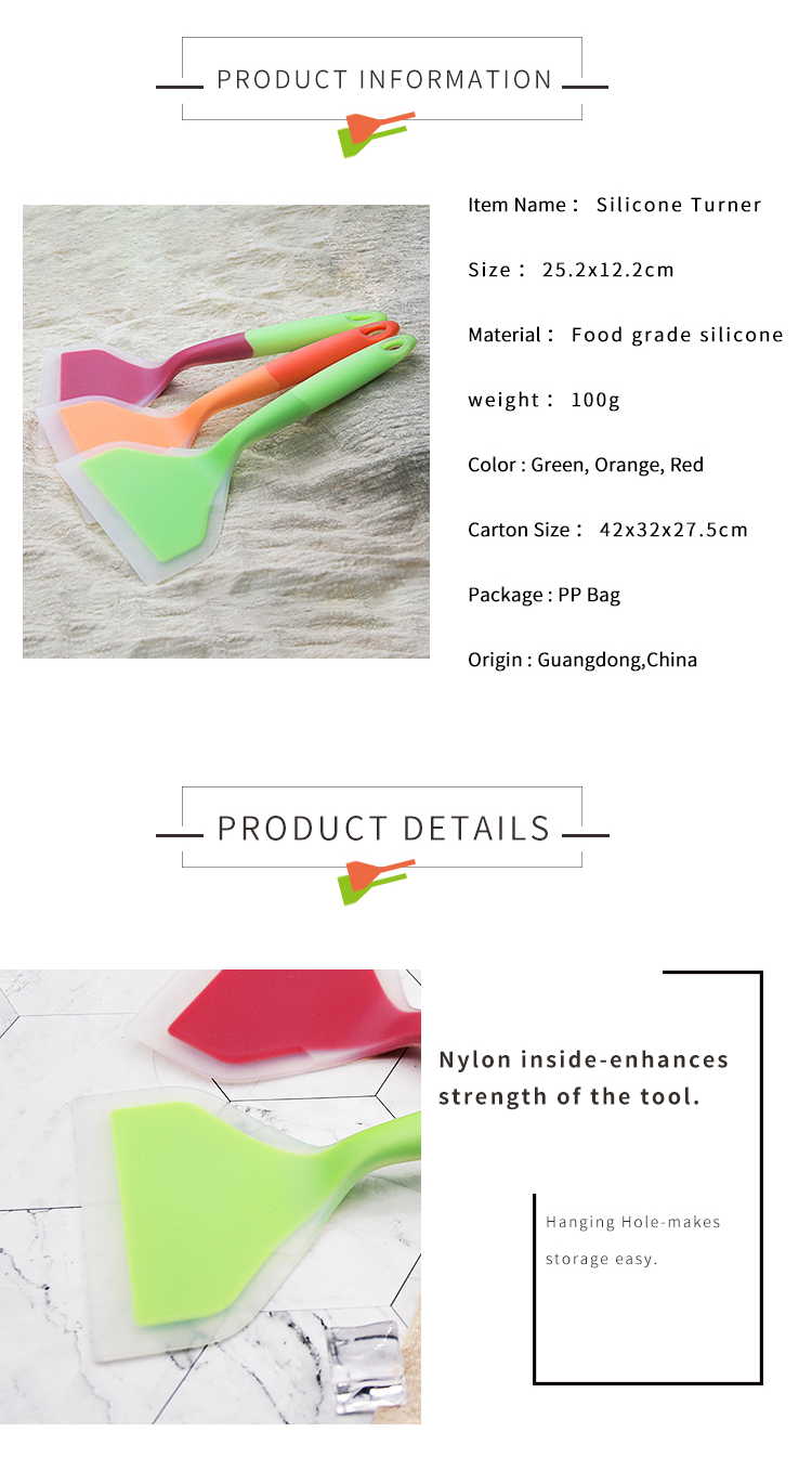 Hot Sale Christmas Heat-Resistant Nonstick Wide Silicone Omelette Pancakes Shovel Spatula Turner Kitchen Tools Silicone Scraper