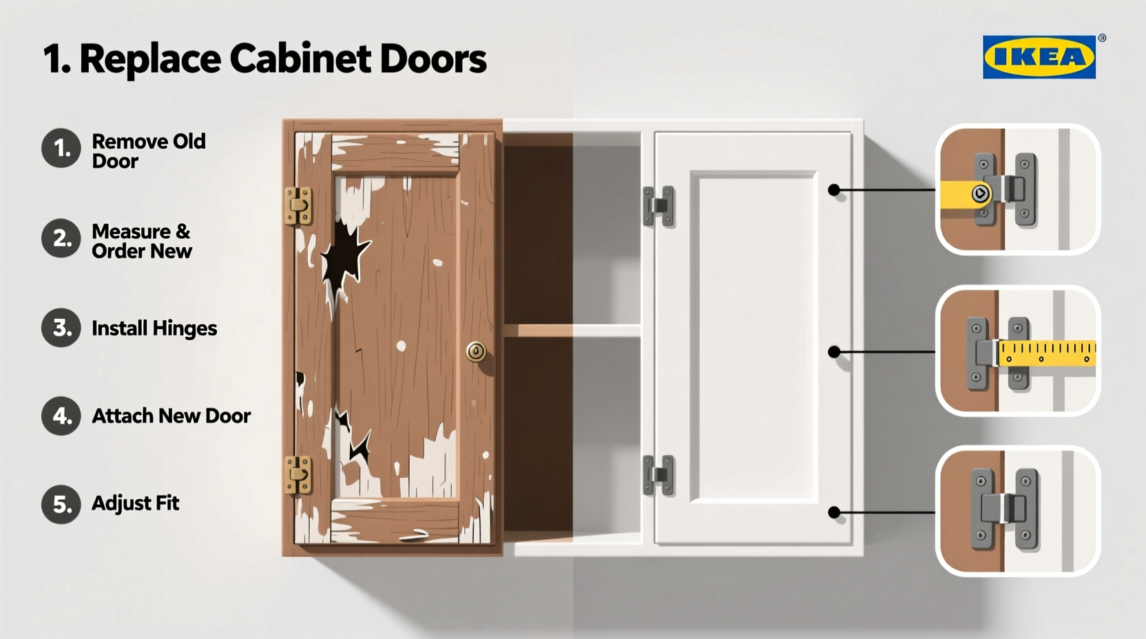 how to replace cabinet doors