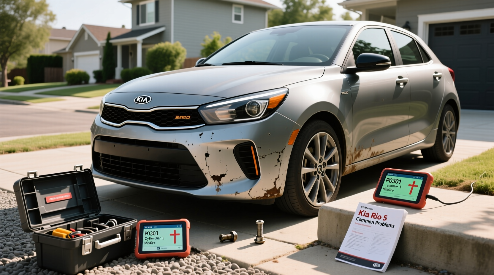 Kia Rio side wing mirror and door detail