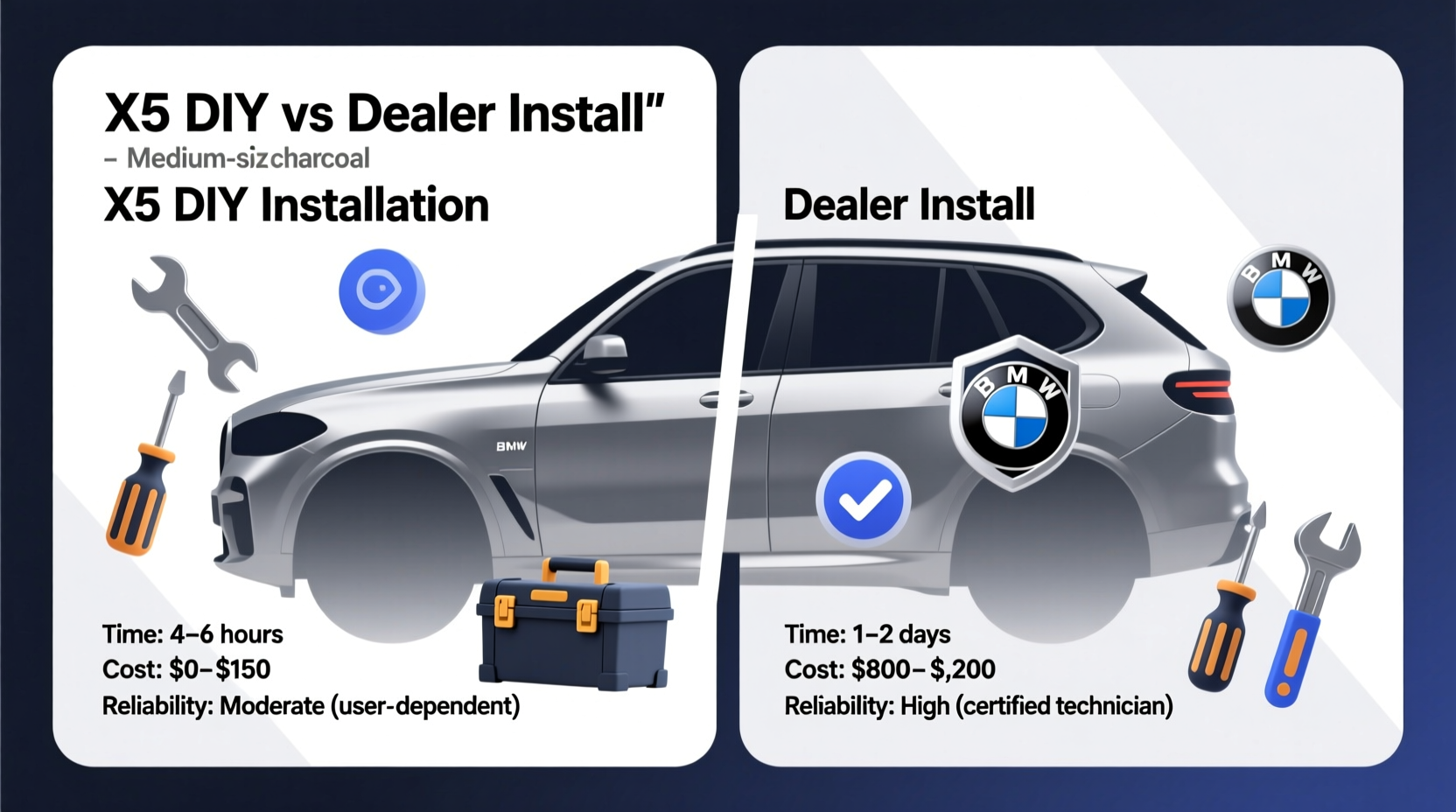 x5 diy dealer install comparison