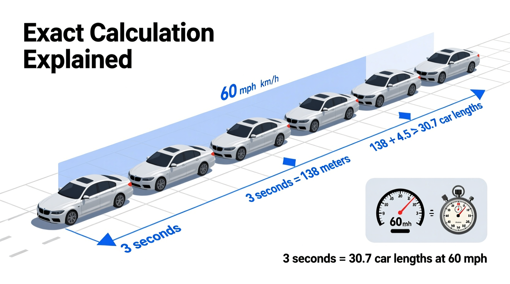 how many car lengths is 3 seconds