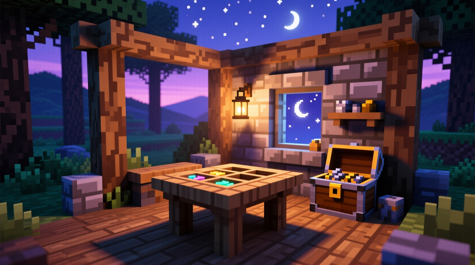 Minecraft crafting table in player's base