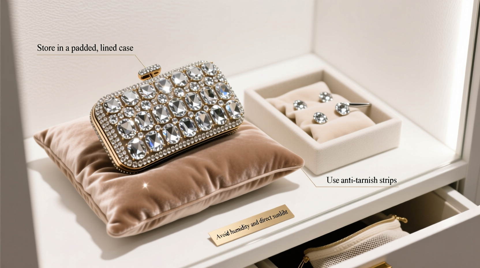 essential tips for storing a rhinestone clutch to keep stones intact and sparkling