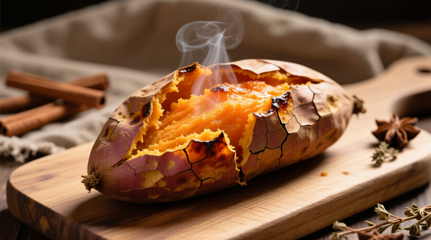 Perfectly baked sweet potatoes with golden brown skin