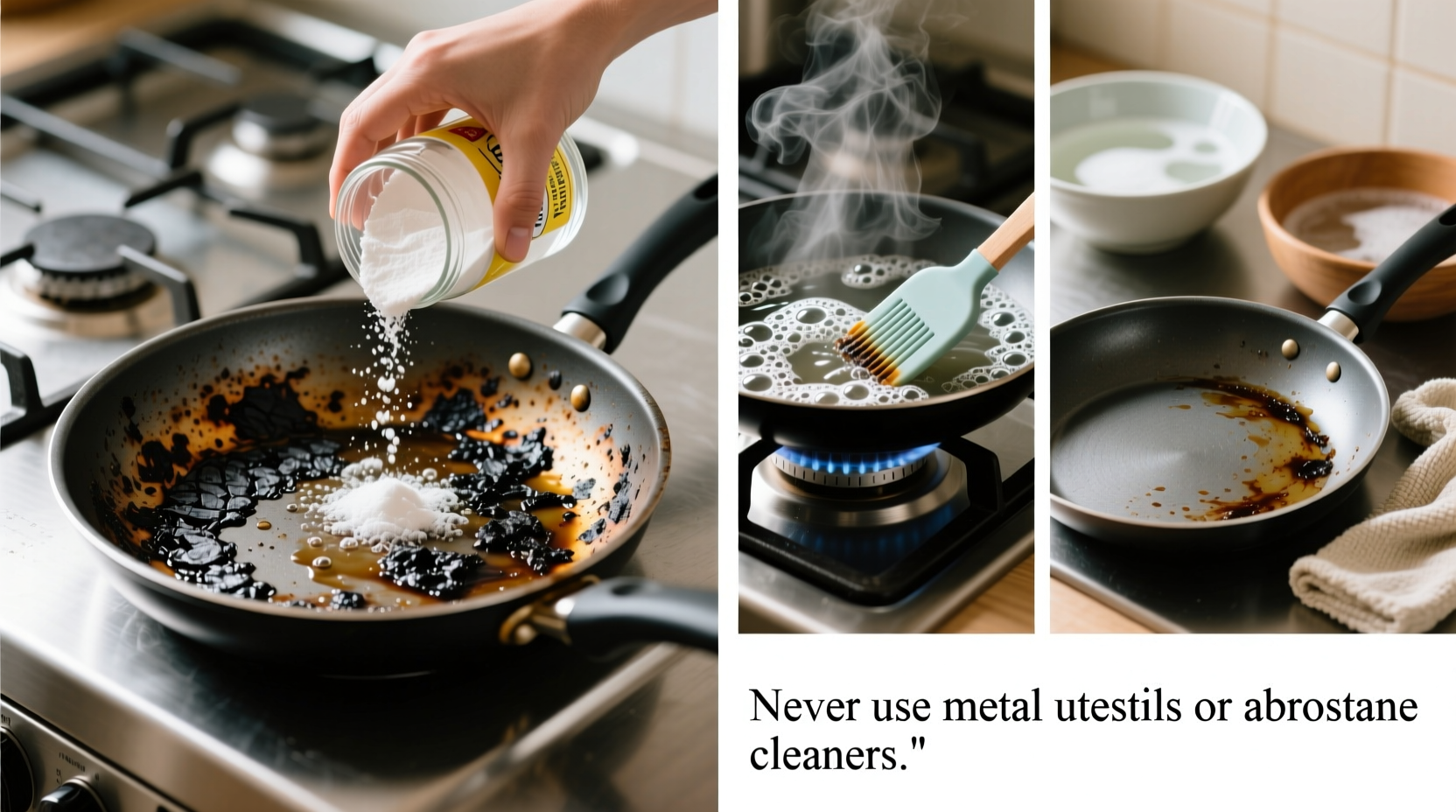 how to clean a burnt non stick pan safely and effectively