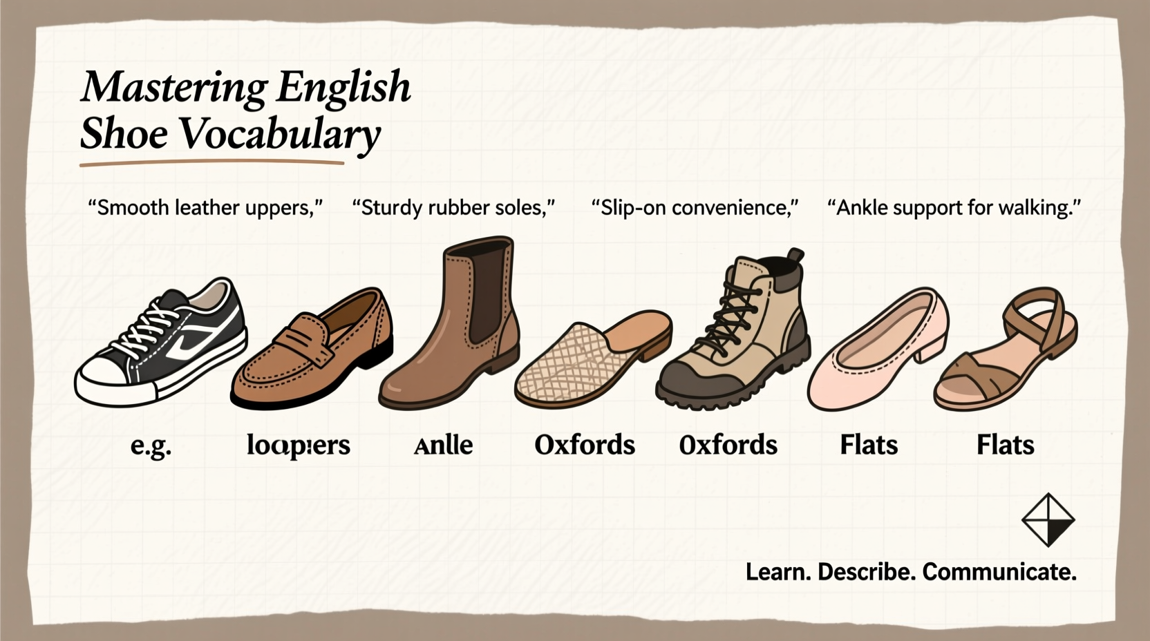 mastering english shoe vocabulary a simple guide on how to write and describe shoes effectively