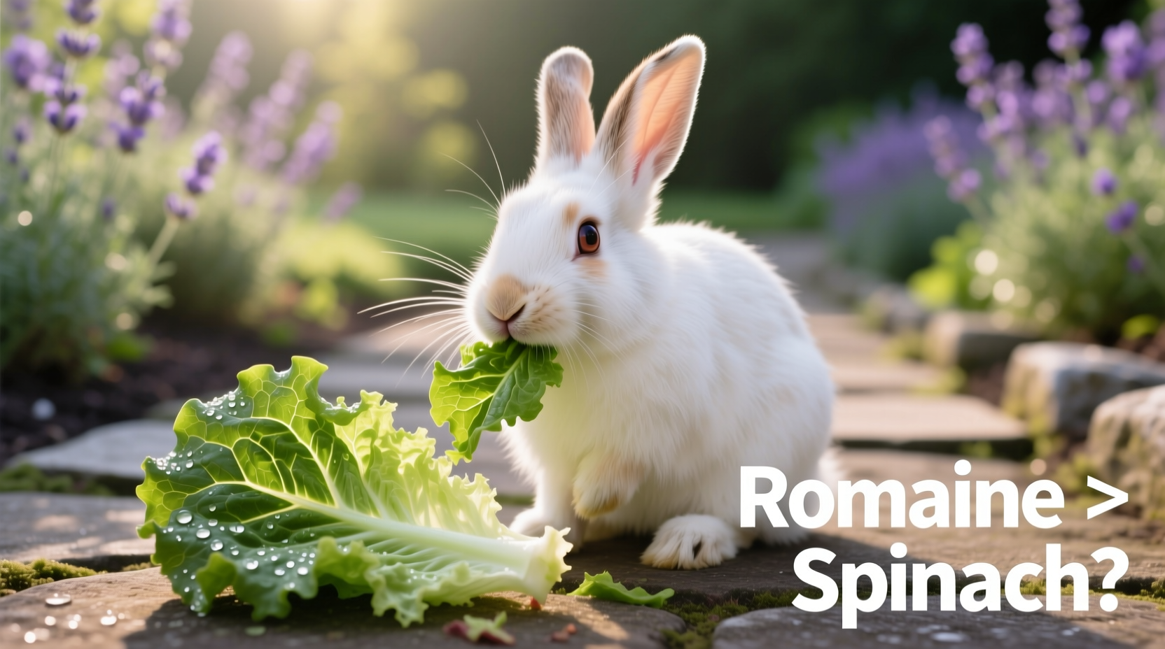 Rabbit eating romaine lettuce instead of spinach